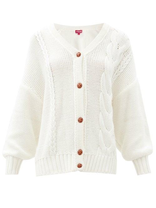 Matchesfashion.com Staud - Blake Cabled Cotton-blend Cardigan - Womens - Ivory