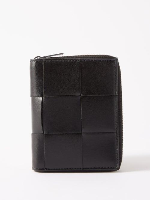 Bottega Veneta - Urban Intrecciato Leather Zip-around Wallet - Mens - Black Silver