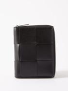 Bottega Veneta - Urban Intrecciato Leather Zip-around Wallet - Mens - Black Silver