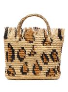 Sensi Studio Canasta Mexicana Leopard-print Straw Tote Bag