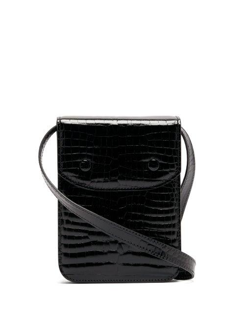 Matchesfashion.com Maison Margiela - Crocodile Embossed Leather Cross Body Bag - Mens - Black