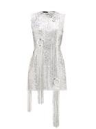 Matchesfashion.com Germanier - Chainmail-tassel Sequinned Mini Dress - Womens - Silver