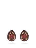 Bea Bongiasca - Gumdrop Garnet, Enamel & 9kt Gold-plated Earrings - Womens - Burgundy