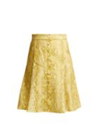 Matchesfashion.com Emilia Wickstead - Ines Python Print Linen Skirt - Womens - Yellow