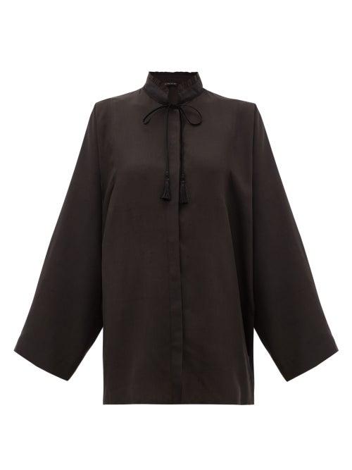 Matchesfashion.com Etro - Girasole Tasselled-tie Silk Blouse - Womens - Black