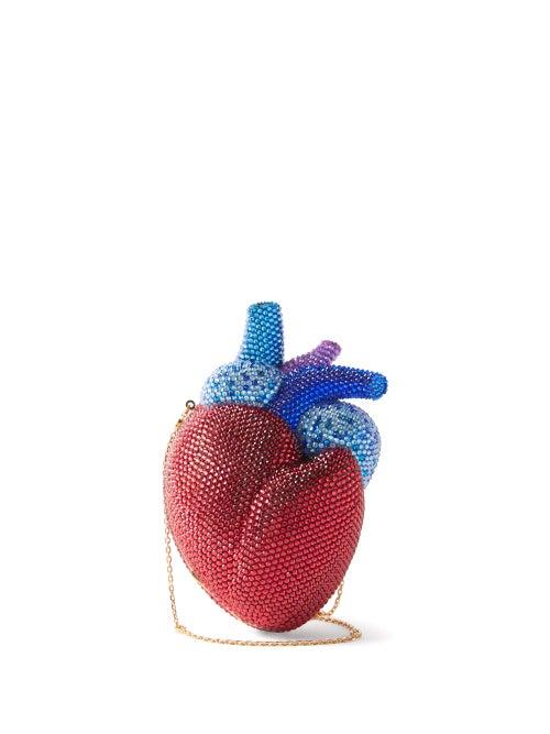 Gucci - Broadway Heart Crystal-embellished Clutch - Womens - Red Multi