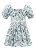 Agua By Agua Bendita - Manzanilla Floral-print Cotton-poplin Mini Dress - Womens - Blue Print