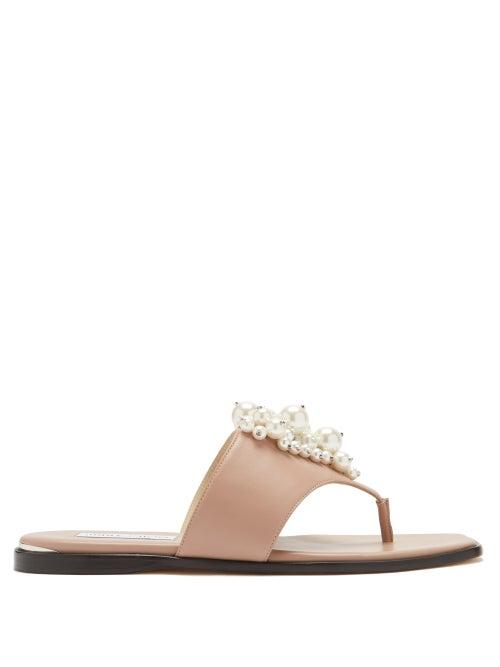 Matchesfashion.com Jimmy Choo - Asti Faux-pearl Embellished Leather Sandals - Womens - Nude Multi
