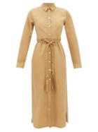 Belize - Asia Belted Cotton-poplin Midi Shirt Dress - Womens - Tan