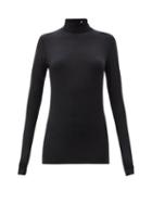 Matchesfashion.com Raf Simons - Aw98 Roll-neck Logo-embroidered Modal-blend Top - Womens - Black