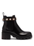 Matchesfashion.com Gucci - Trip Embellished Leather Chelsea Boots - Womens - Black