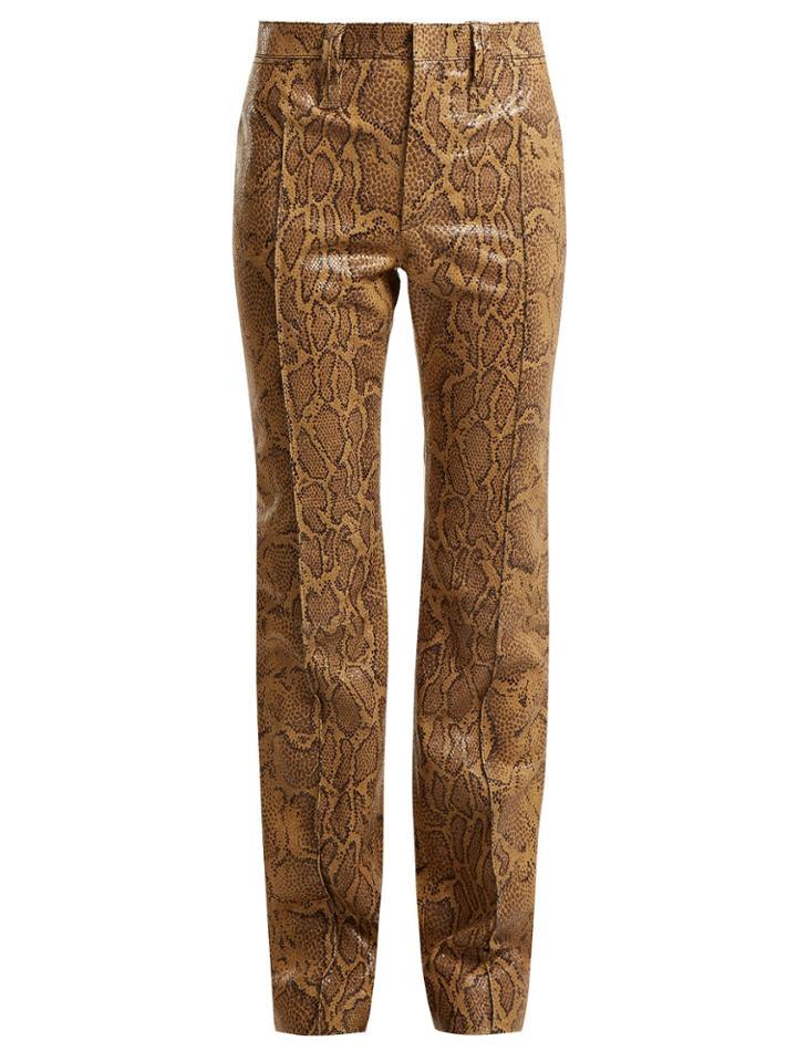 Chloé Straight-leg Python-print Leather Trousers