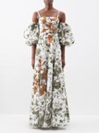 Erdem - Emanuela Beaded Floral-print Cotton-faille Gown - Womens - Multi