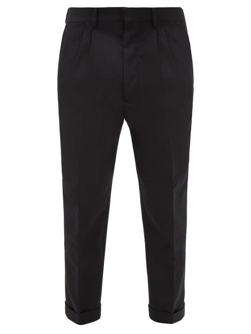 Ami - Double-pleated Cropped Trousers - Mens - Black