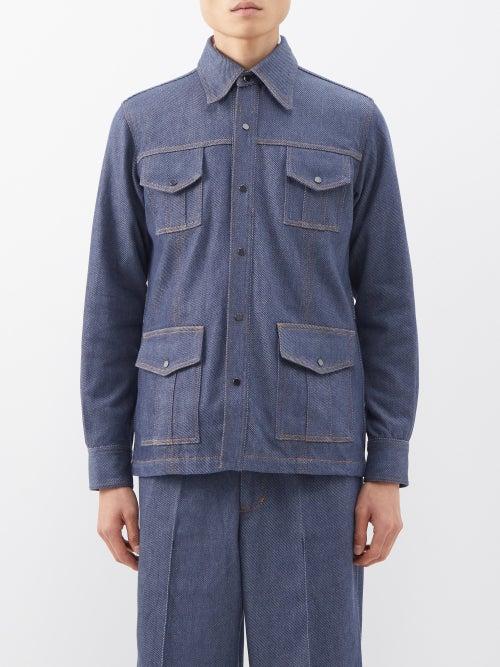 Sasquatchfabrix. - Bush Four-pocket Denim Shirt - Mens - Navy