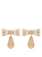 Matchesfashion.com Dolce & Gabbana - Bow Faux Pearl And Crystal Clip Earrings - Womens - Gold
