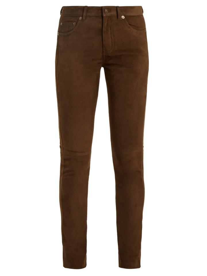 Saint Laurent Mid-rise Skinny Suede Trousers