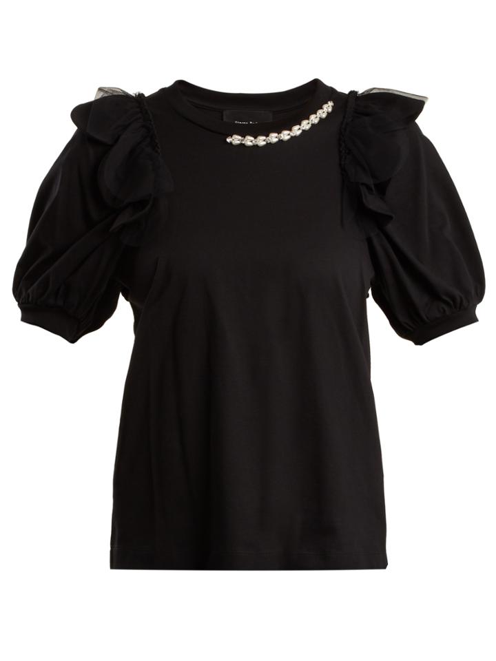 Simone Rocha Embellished-neckline Cotton-jersey T-shirt
