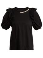Simone Rocha Embellished-neckline Cotton-jersey T-shirt