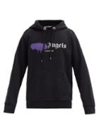 Matchesfashion.com Palm Angels - Spray Paint-print Cotton-jersey Hooded Sweatshirt - Mens - Black Purple