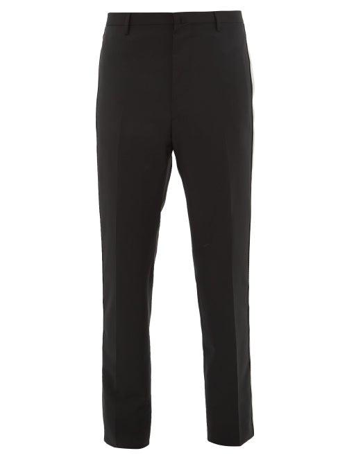 Matchesfashion.com Lanvin - Metallic Stripe Wool Blend Tuxedo Trousers - Mens - Black