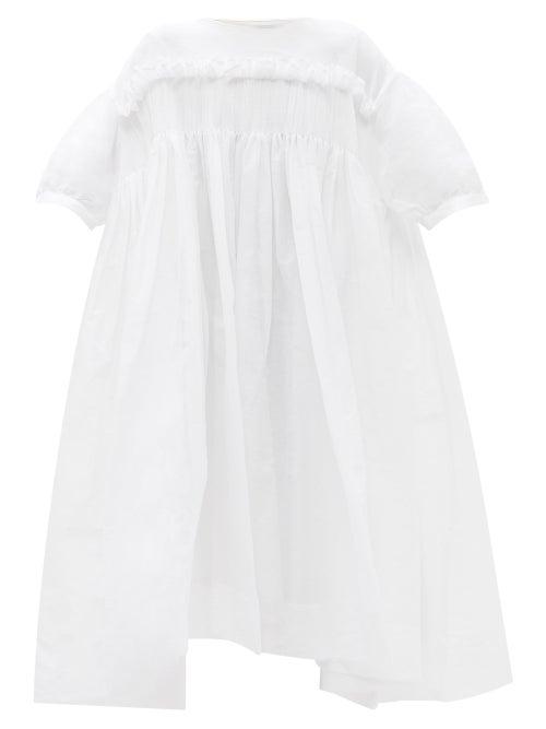 Molly Goddard - Solly Hand-smocked Cotton-organdy Dress - Womens - White