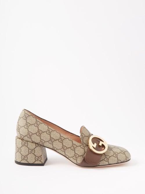 Gucci - Blondie 55 Gg-supreme Block-heel Pumps - Womens - Beige