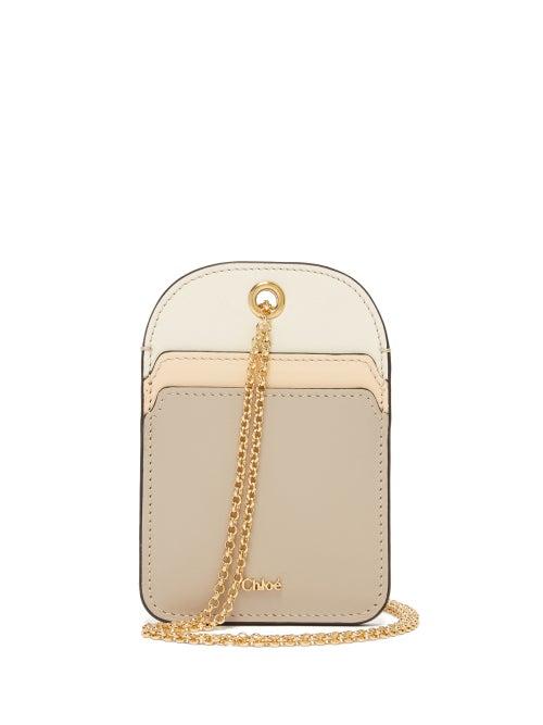 Matchesfashion.com Chlo - Walden Chain Leather Cardholder - Womens - Grey Multi