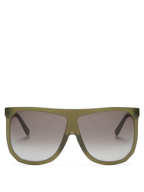 Matchesfashion.com Loewe - Filipa Oversized Flat-top Acetate Sunglasses - Womens - Khaki