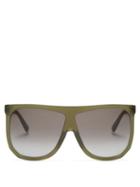 Matchesfashion.com Loewe - Filipa Oversized Flat-top Acetate Sunglasses - Womens - Khaki