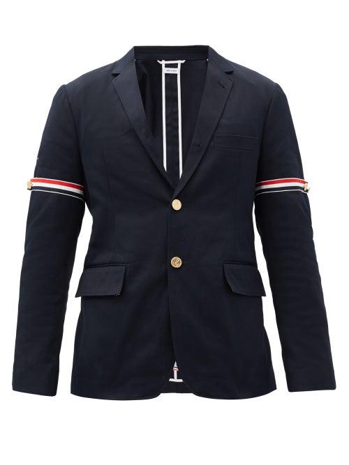 Matchesfashion.com Thom Browne - Single-breasted Cotton-twill Blazer - Mens - Navy