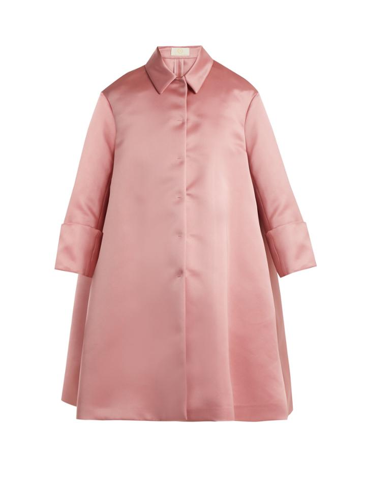 Sara Battaglia Point-collar Duchess-satin Coat