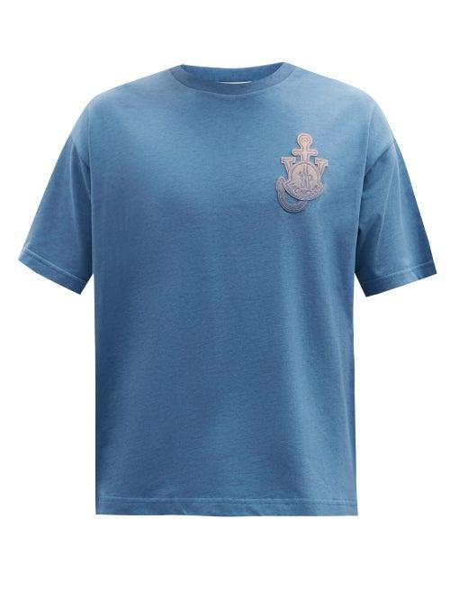 Matchesfashion.com 1 Moncler Jw Anderson - Logo-appliqu Cotton-jersey T-shirt - Mens - Blue