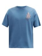 Matchesfashion.com 1 Moncler Jw Anderson - Logo-appliqu Cotton-jersey T-shirt - Mens - Blue