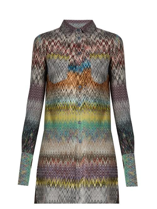 Missoni Chevron-knit Patch-pocket Blouse