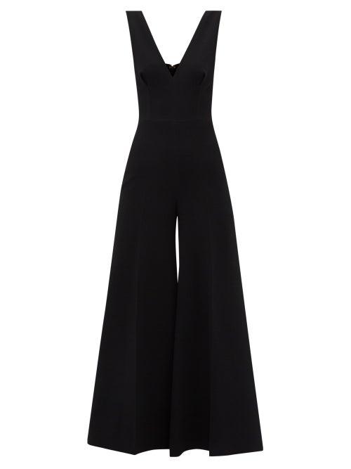 Emilia Wickstead - Ross Double-faced Crepe Wide-leg Jumpsuit - Womens - Black