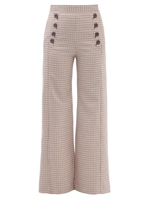 See By Chlo - Check High-rise Twill Trousers - Womens - Brown Multi