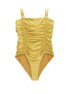 Matchesfashion.com Isa Boulder - Chandler Tie-straps Ruched Swimsuit - Womens - Yellow