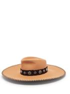 Matchesfashion.com Maison Michel - Pina Studded-charm Wide-brim Felt Hat - Womens - Tan