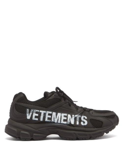 Matchesfashion.com Vetements - Logo-print Mesh And Rubber Trainers - Mens - Black