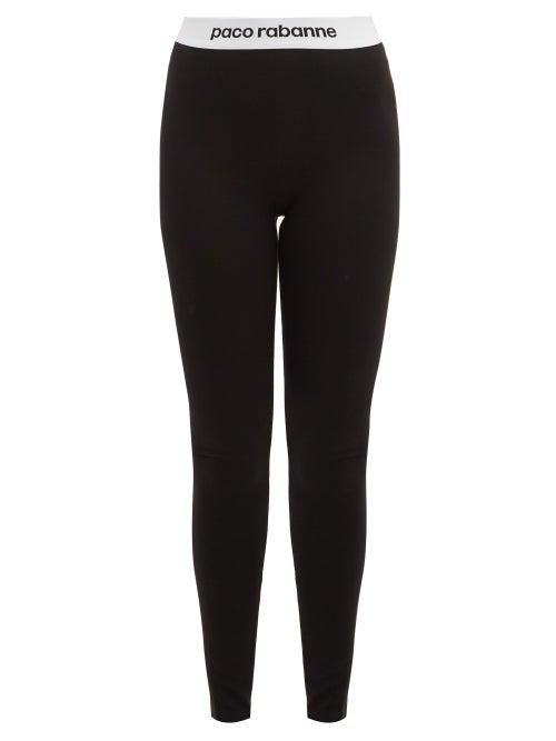 Matchesfashion.com Paco Rabanne - Logo Jacquard Leggings - Womens - Black