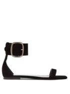 Matchesfashion.com Saint Laurent - Loulou Suede Buckle Sandals - Womens - Black