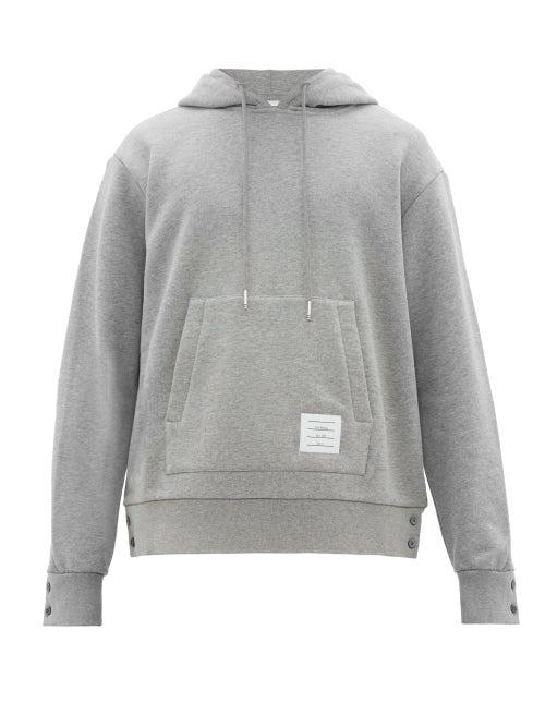 Matchesfashion.com Thom Browne - Tricolour Stripe Cotton Hooded Sweatshirt - Mens - Light Grey