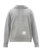 Matchesfashion.com Thom Browne - Tricolour Stripe Cotton Hooded Sweatshirt - Mens - Light Grey