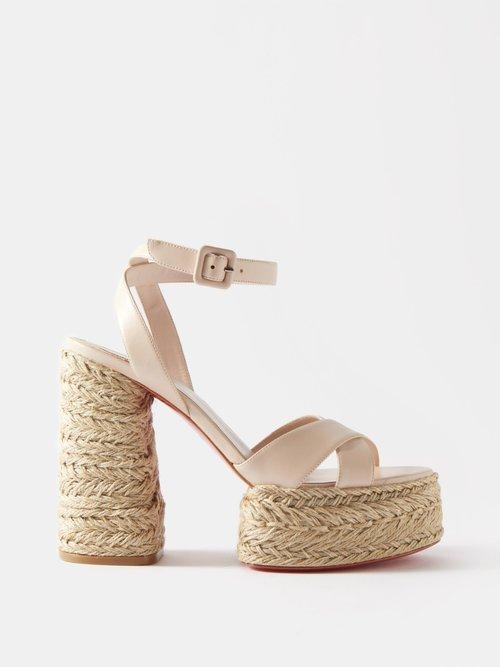 Christian Louboutin - Super Mariza 130 Leather Platform Sandals - Womens - Beige