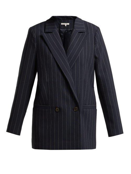 Matchesfashion.com Ganni - Hewitt Double Breasted Pinstripe Blazer - Womens - Navy