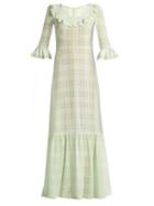 The Vampire's Wife Gloria Ruffle-trimmed Checked Gauze Gown