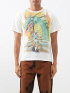 Erl - Dragon-print Cotton-jersey T-shirt - Mens - White Multi
