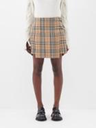 Burberry - Zoe Checked-wool Kilt Mini Skirt - Womens - Beige Multi
