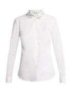Matchesfashion.com Redvalentino - Jewel Embellished Cotton Shirt - Womens - White